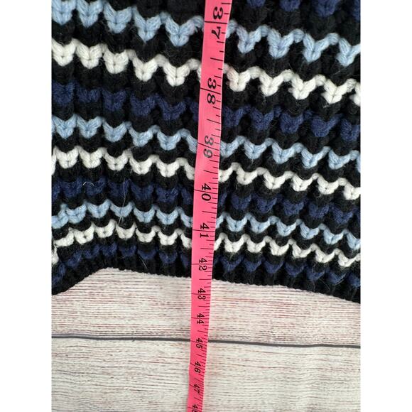 FRNCH Paris Chunky Knit Duster Cardigan Sweater Womens One Size Black Blue - Picture 12 of 13